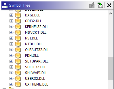 Imports table shown in Ghidra