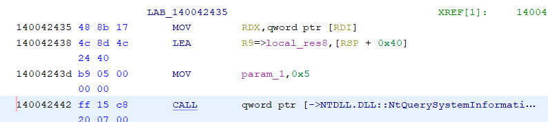 Cross reference to NtQuerySystemInformation